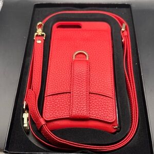 Vaultskin London: iPhone 7/8 Plus Red Leather Crossbody Case